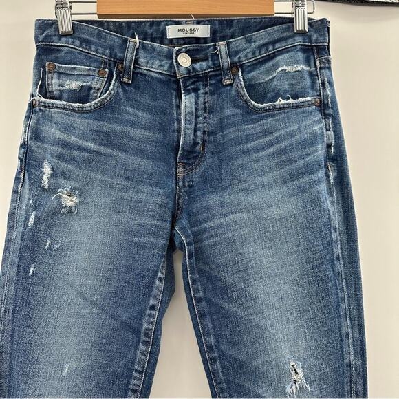 Moussy Vintage Glendele Skinny Leg Distressed Raw Hem Jeans Sz 27 - Picture 3 of 13